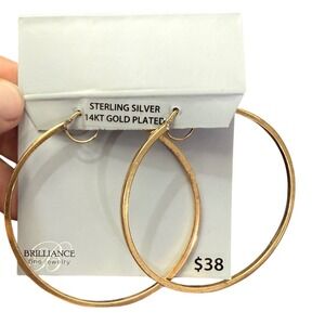 Brilliance Fine Jewelry 14kt‎ Gold Plated Sterling Silver Polished Hoop Earrings